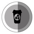 sticker monochrome circular emblem with disposable coffee cup