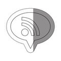 sticker of monochrome contour of oval speech with wifi icon