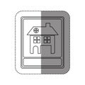 sticker of monochrome contour with portrait of traditional home