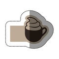 sticker monochrome emblem with coffee cup with cream Royalty Free Stock Photo