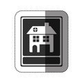 sticker of monochrome portrait of traditional home