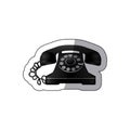 sticker monochrome silhouette antique phone with auricular