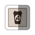 sticker monochrome square with disposable coffee cup