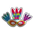 Sticker multicolored mask with feathers brazil culture