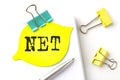 Sticker with NET text on notebooks on the white background Royalty Free Stock Photo