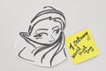 Sticker note with 1 february world hijab day handwriting. Royalty Free Stock Photo