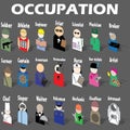 Sticker occupation icons posed stacked Royalty Free Stock Photo