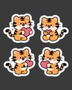 sticker pack cute tiger in love_1 Royalty Free Stock Photo