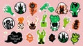 Sticker pack Halloween set with isolated elements