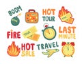 sticker pack last minute. set discounts for tourist trips. travel last-minute sale