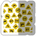 sticker pattern road traffic sign with arrows set