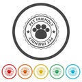Sticker with pet friendly text ring icon, color set Royalty Free Stock Photo
