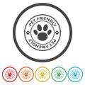 Sticker with pet friendly text ring icon, color set Royalty Free Stock Photo