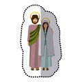 Sticker picture colorful virgin mary and saint joseph embraced