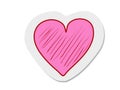 Sticker pink heart of tattoo in modern style. Hand drawing vector illustration. Beautiful image colored