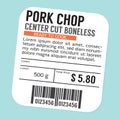 Sticker For Pork Chop Design For Product Vector