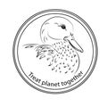 Sticker on the protection and recovery of the planet, to join forces for the treatment and protection of animals and endangered s