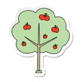 sticker of a quirky hand drawn cartoon apple tree Royalty Free Stock Photo