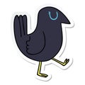 sticker of a quirky hand drawn cartoon crow