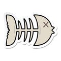 sticker of a quirky hand drawn cartoon dead fish bone Royalty Free Stock Photo
