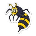 sticker of a quirky hand drawn cartoon wasp