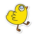 sticker of a quirky hand drawn cartoon yellow bird Royalty Free Stock Photo