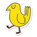 sticker of a quirky hand drawn cartoon yellow bird Royalty Free Stock Photo