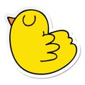 sticker of a quirky hand drawn cartoon yellow bird Royalty Free Stock Photo