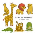 Sticker ready African animals vector images set. Royalty Free Stock Photo