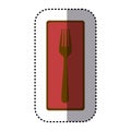 sticker rectangle banner frame with silhouette fork cutlery icon