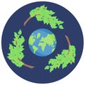 Sticker recycling, save green planet, icon eco