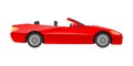 Sticker of red convertible sportcar on white background