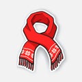 Sticker of red winter scarf with snowflake pattern