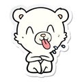 sticker of a rude cartoon polar bear sticking out tongue Royalty Free Stock Photo