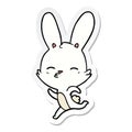 sticker of a running bunny cartoon