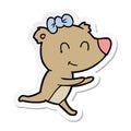 sticker of a running female bear cartoon