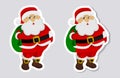 A sticker santa claus with and without shadow