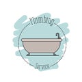 Sticker scene of bath dripping flooded plumbing service