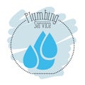 Sticker scene of set drop water plumbing service