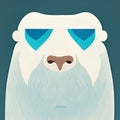 Sticker serious yeti. Bigfoot portrait. Flat illustration. Digital illustration based on render by neural network Royalty Free Stock Photo