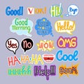 Sticker Set Chat Message Label Icon Collection Colorful Banner