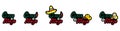 Sticker set Cinco de mayo handwritten lettering phrase design in colors mexican flag with doodles sombrero, maracas, pepper. Royalty Free Stock Photo