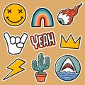 Sticker set Pop Punk Cartoon Vector