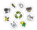 Sticker set with recycle sign vector illustration