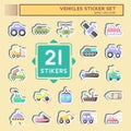 Sticker Set Vehicles. suitable for Education symbol. simple design editable. design template vector. simple illustration Royalty Free Stock Photo