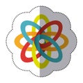 sticker shading colorful rings in atom shape