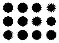 Sticker shapes of starburst, stars and sunburst. Vector round badge, circles icons with burst for promo sale, price label, tag and