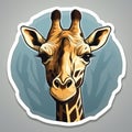 Retro Giraffe Sticker: Flat Shading, Caricature-like Illustration