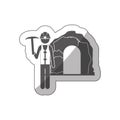 Sticker silhouette miner with pickaxe Royalty Free Stock Photo