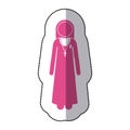 sticker silhouette pink nun with ribbon of breast cancer